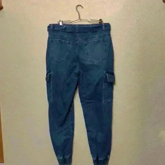 Sws Denin high rise jogger sz XL cargo medium wash high waisted streetwear comfy - Picture 5 of 10